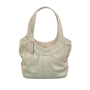 Coach Y2K Pleated Leather Ergo Shoulder Bag Cream Tattersall Lining Z17199